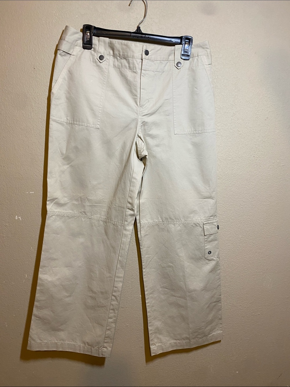 NWT Sigrid Olsen Women’s Cream Cargo Trousers with Side Utility Pocket